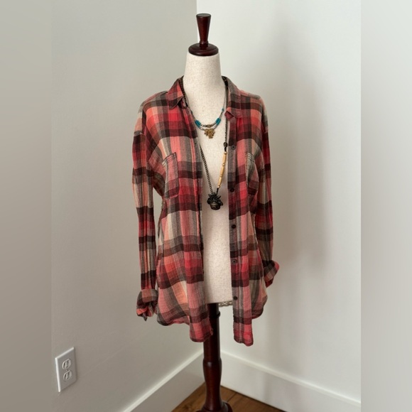We The Free Tops - Free People We The Free Plaid Lace Back Shirt M